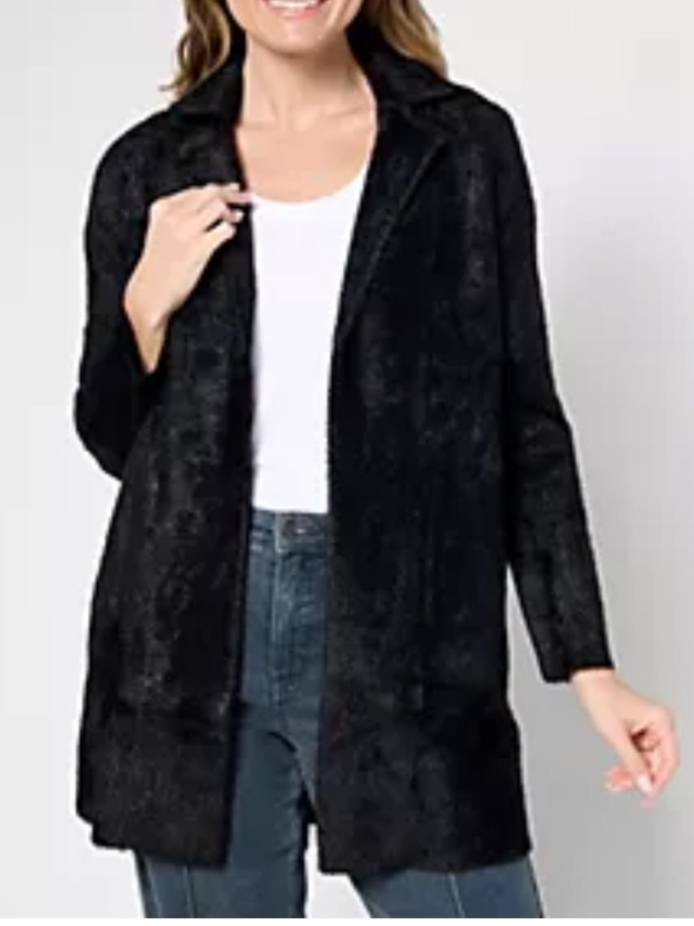 LIVERPOOL Los andgels shawl collar black cardigan sweater SZs nwt  fuzzy